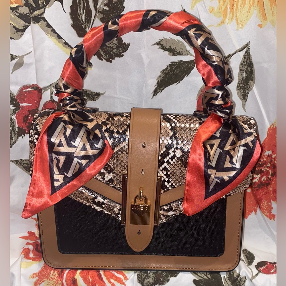 Snake print color block Aldo satchel bag
